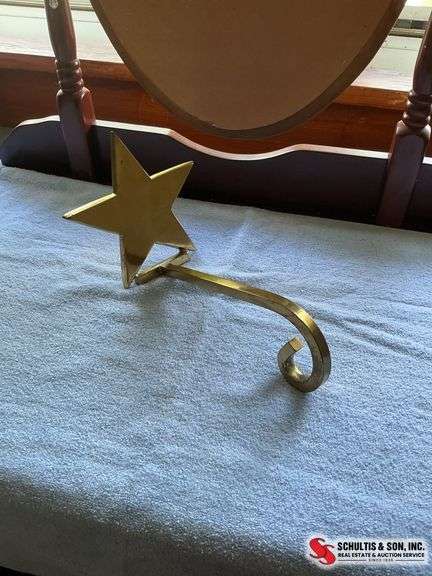 vintage brass Christmas stocking holders ￼