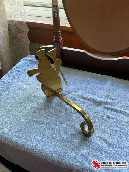 vintage brass Christmas stocking holders ￼