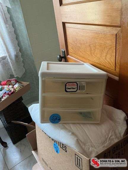 three drawer Sterilite storage container ￼ contents included ￼