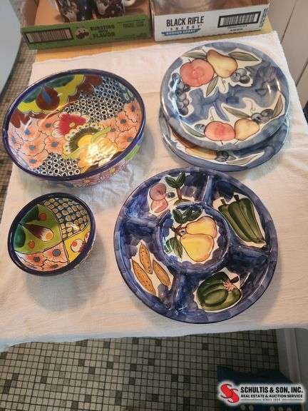 Serving bowls plates and relish dish