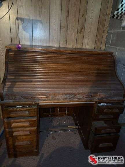Oak roll top desk