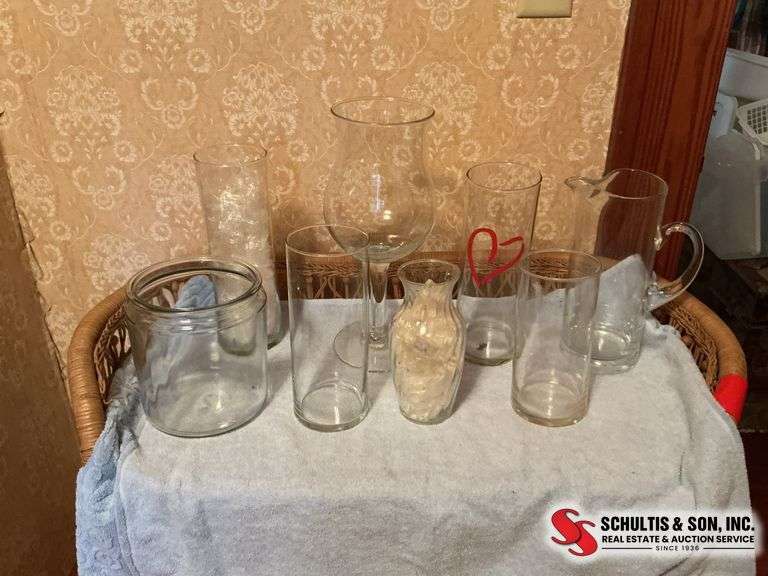 tall cylinder glass vases- glass pitcher- and other unique glassware ￼￼