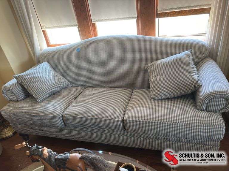 Gingham pattern couch