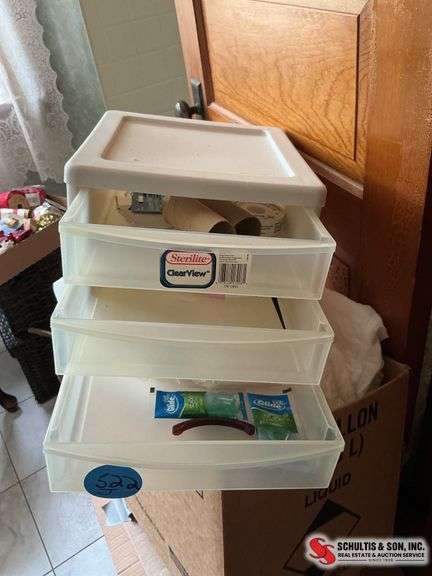 three drawer Sterilite storage container ￼ contents included ￼