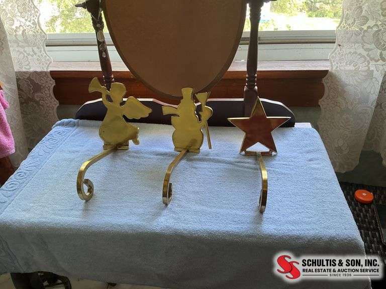 vintage brass Christmas stocking holders ￼