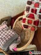 Nice wicker basket with two fleece blankets