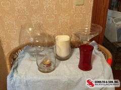 Big glass wine jar - giant martini glass - 2 hurricane vases - ￼ red vase ￼￼