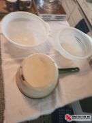 enamel wear pan and two strainers