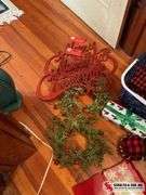 tote with ornaments- wreaths-plaid bows- and other fun things ￼
