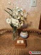 mop doll- wall hanging- 2 heart shaped punchers- vase with artificial flowers- 2 ￼trinket containers
