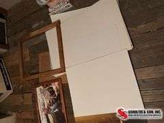 Wood frames- piece of canvas- painting on canvas- pieces of posterboard ￼