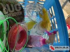 Basket of yard supplies