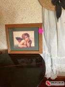 Vintage Petty coat, hat, and cherub picture