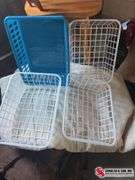 Large tote with plastic containers and storage basket