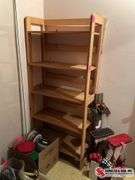 ￼wood shelving unit with 5 shelves (27.5”W X 12”D X 60”H)