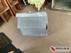 Antique galvanized tin metal chicken coop 22 1/2 inches long 18 inches tall and 17 inches wide