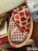 Nice wicker basket with two fleece blankets