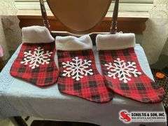cowboy boot Christmas stockings and red and black plaid Christmas stockings ￼