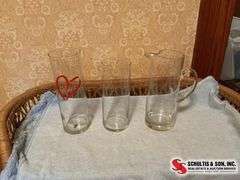 tall cylinder glass vases- glass pitcher- and other unique glassware ￼￼