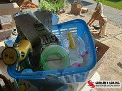 Basket of yard supplies