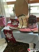 cowboy boot Christmas stockings and red and black plaid Christmas stockings ￼