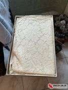 wallhangings and a beautiful lace tablecloth ￼