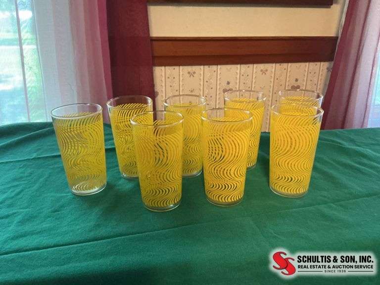 10 Yellow swirl stripe tumblers