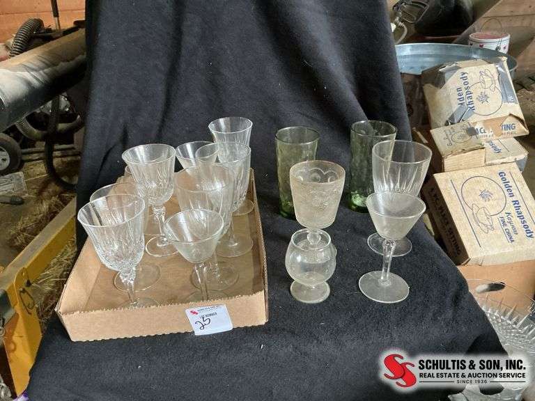  collection of tumblers and champagne glasses