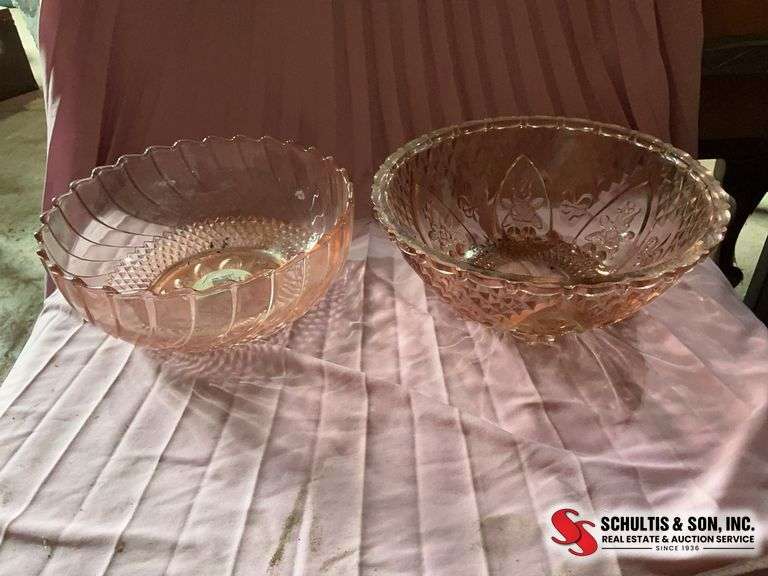 Pink depression glass bowls big