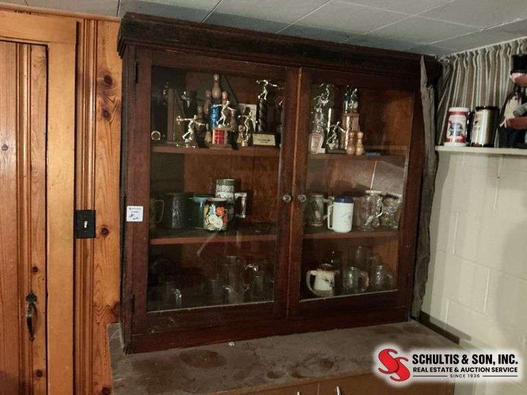 Antique upper hutch with shelves