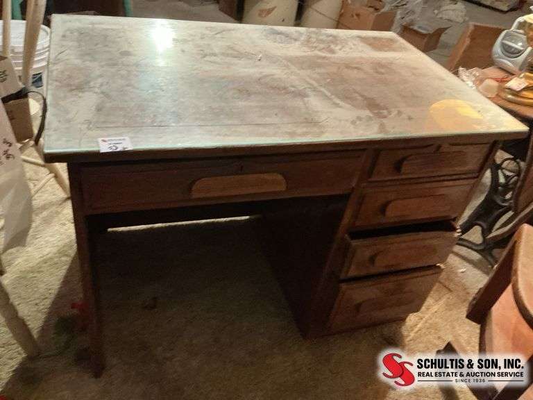 Antique oak desk, teacher desk