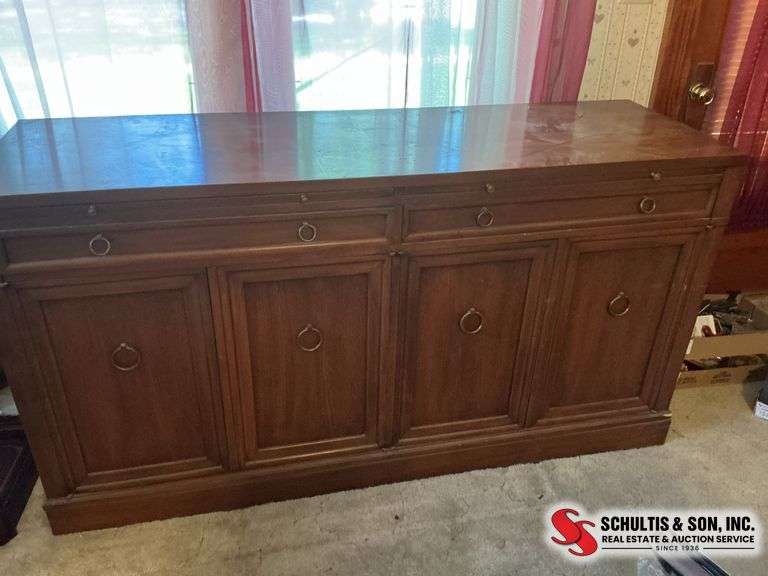 Wooden buffet with sideboards