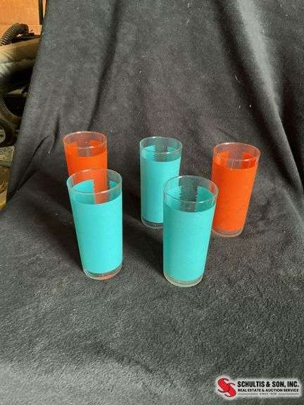 frosted striped skinny drinking glasses 