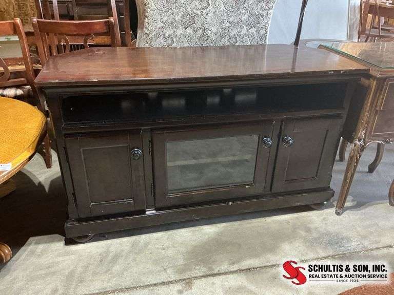 dark wood TV stand (50”W X 20”D X 30”H)