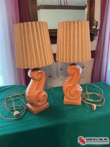 Vintage pottery lamps with shades