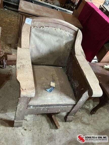 ANTIQUE wood leather-chair