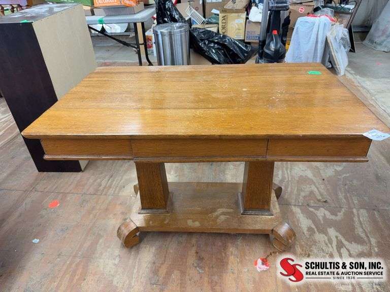 Antique library table oak