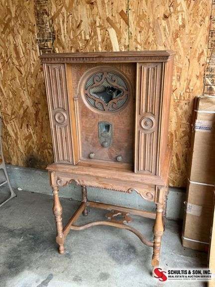 Antique Wooden Radio Cabinet