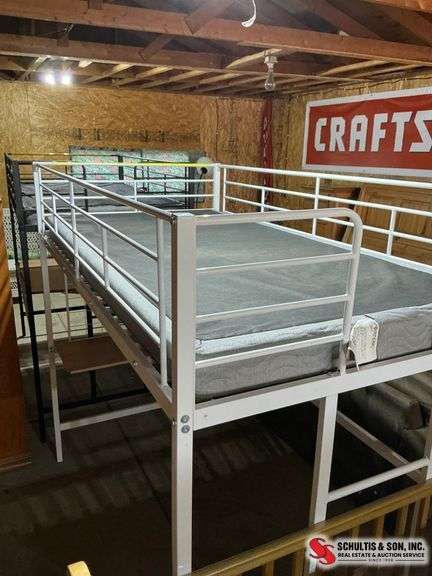 White Metal Loft Bed