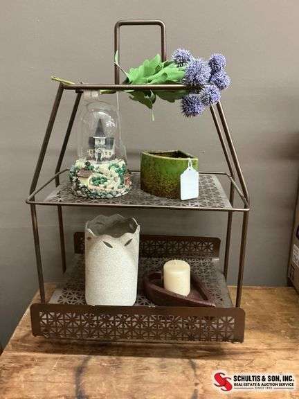 Metal Display Shelf with Decor