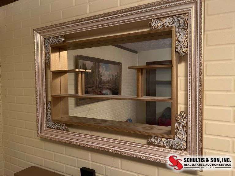 Framed Mirror with Shelves