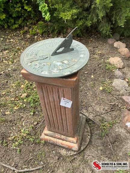 Bronze Sundial on Pedestal
