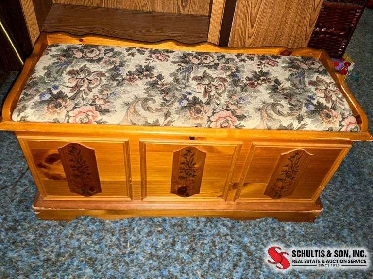 Wood Storage Bench with Cushion