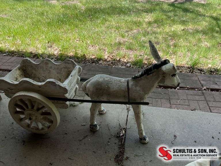 Concrete Donkey Cart Planter