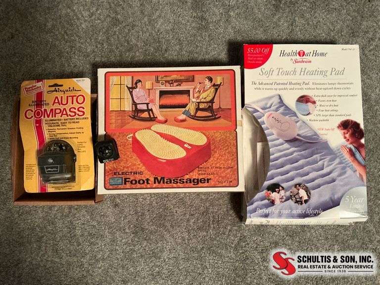 Auto Compass, Foot Massager, and Heating Pad Set