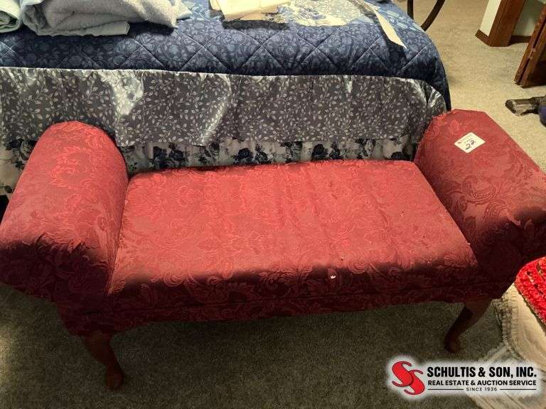 Red Upholstered Bench