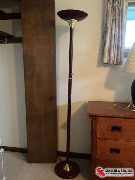 Burgundy Torchiere Floor Lamp