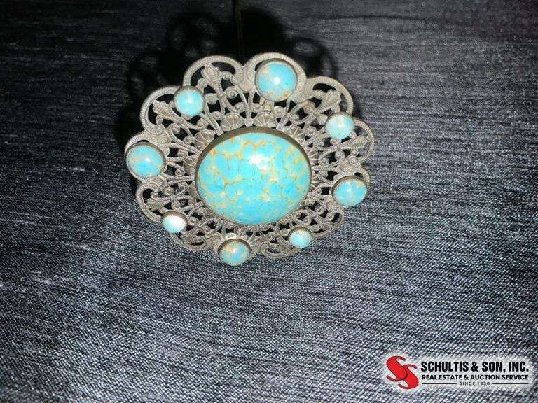 Brass Hat Pin with Turquoise