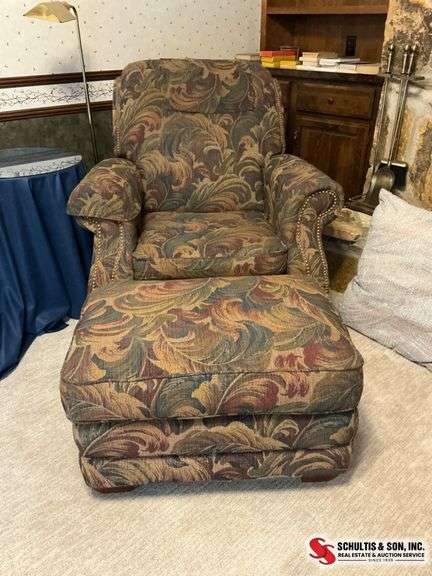 Upholstered Chair and Ottoman