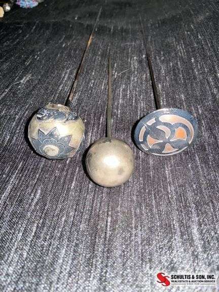 Three Metal Hatpins